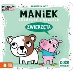 Maniek koloruje i nakleja....